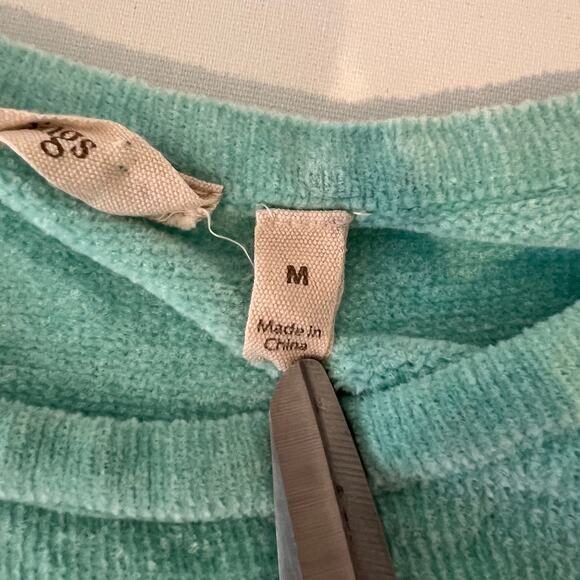 Soft Surroundings Chenille Striped Sweater Women's M Wide 3/4 Sleeve Aqua Orange - Picture 4 of 8